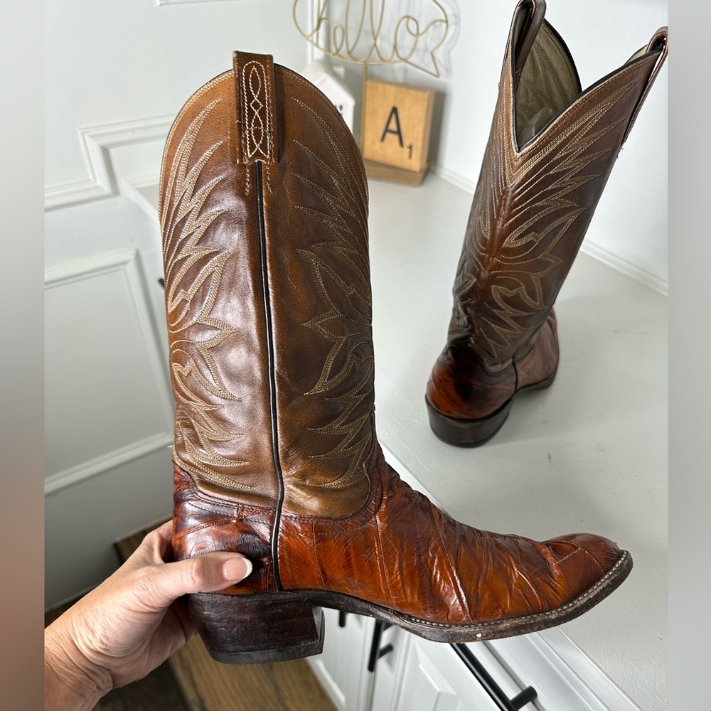 Vintage Dan Post Cowboy Boots – Women’s Size 7.5– Two-Tone Teju Lizard - Picture 7 of 10